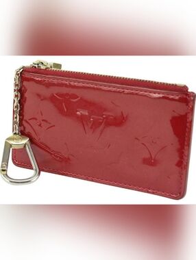 Louis Vuitton Red Monogram Vernis  Patent Key Pouch / Coins Bag